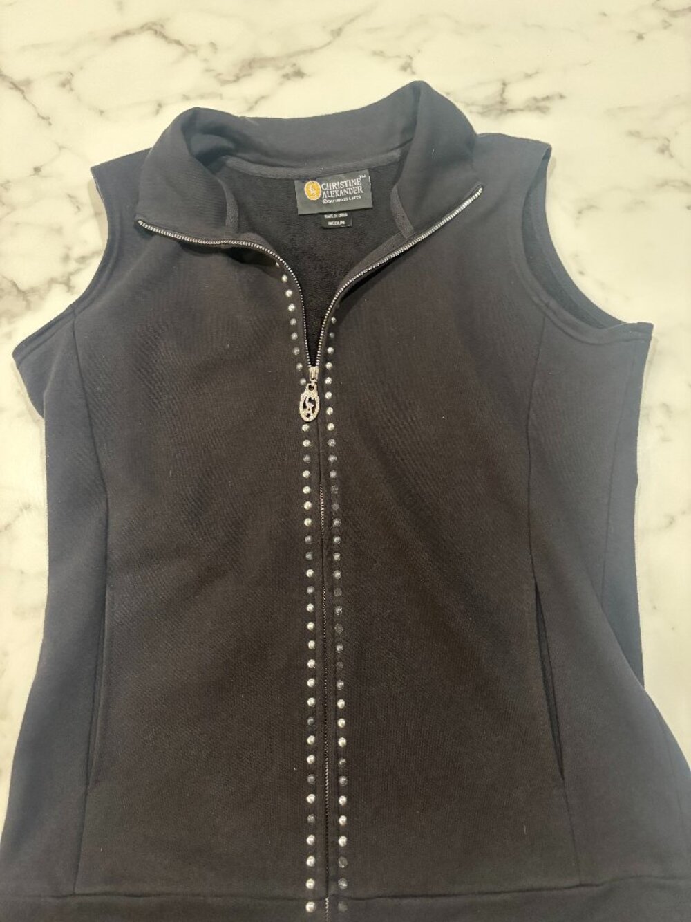 Christine Alexander Rhinestone Star Zip Vest | Medium | Black | Embellished | CA